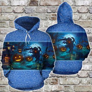 Halloween night scary pumpkin hoodie 3d